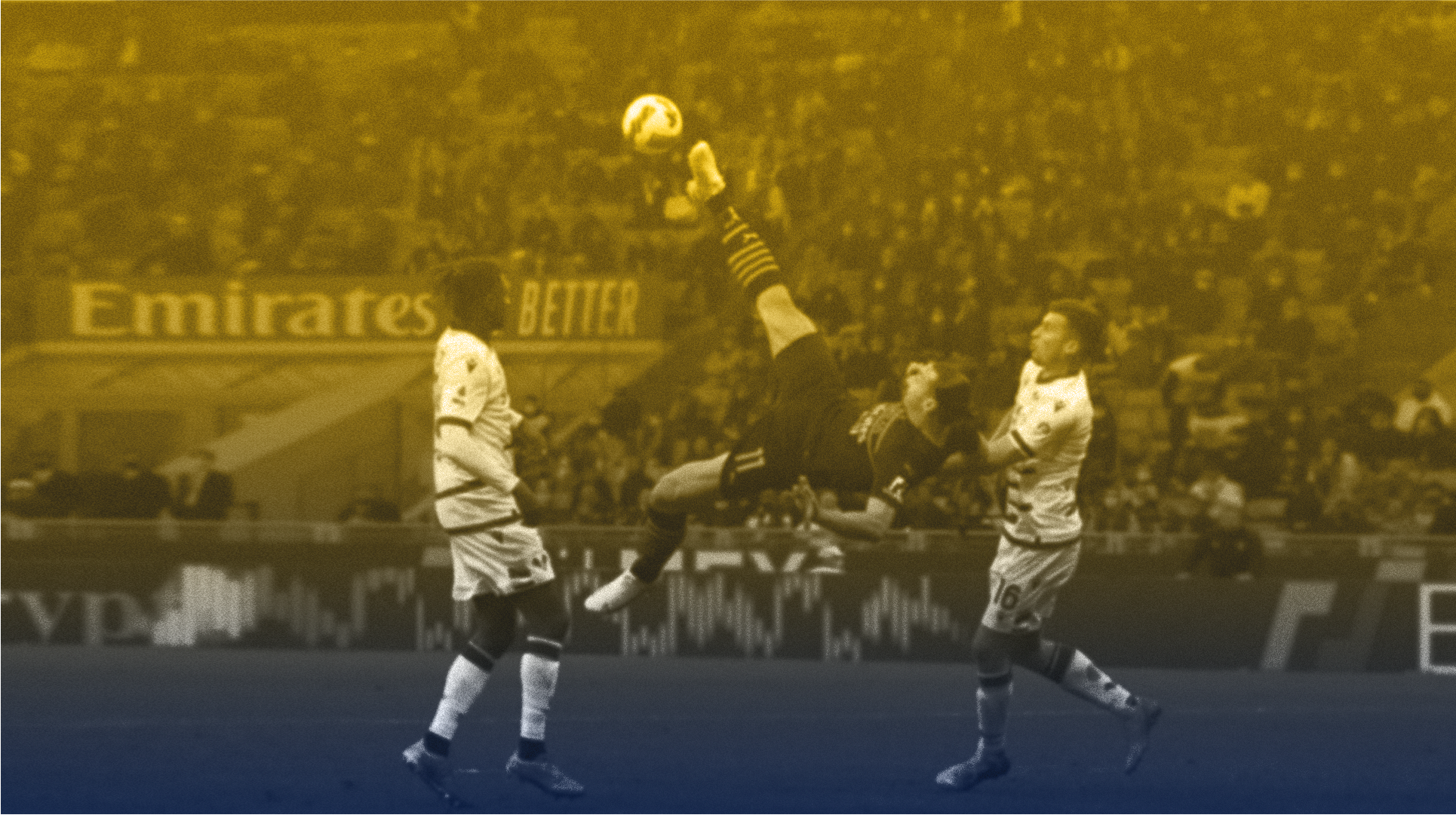 Soccer player executing a bicycle kick